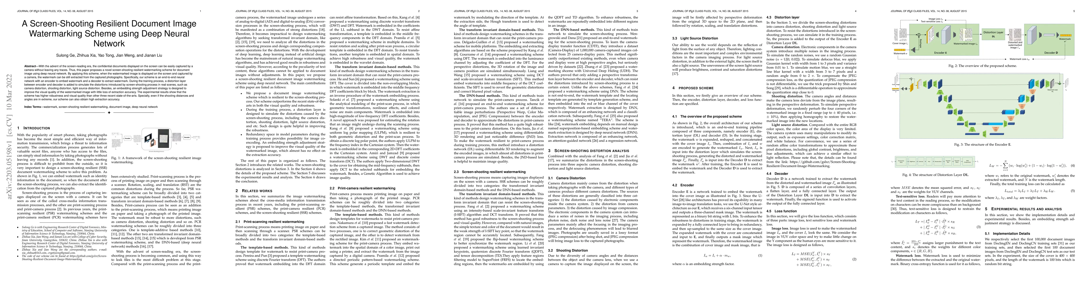 Thumbnail for A Screen-Shooting Resilient Document Image Watermarking Scheme using
  Deep Neural Network