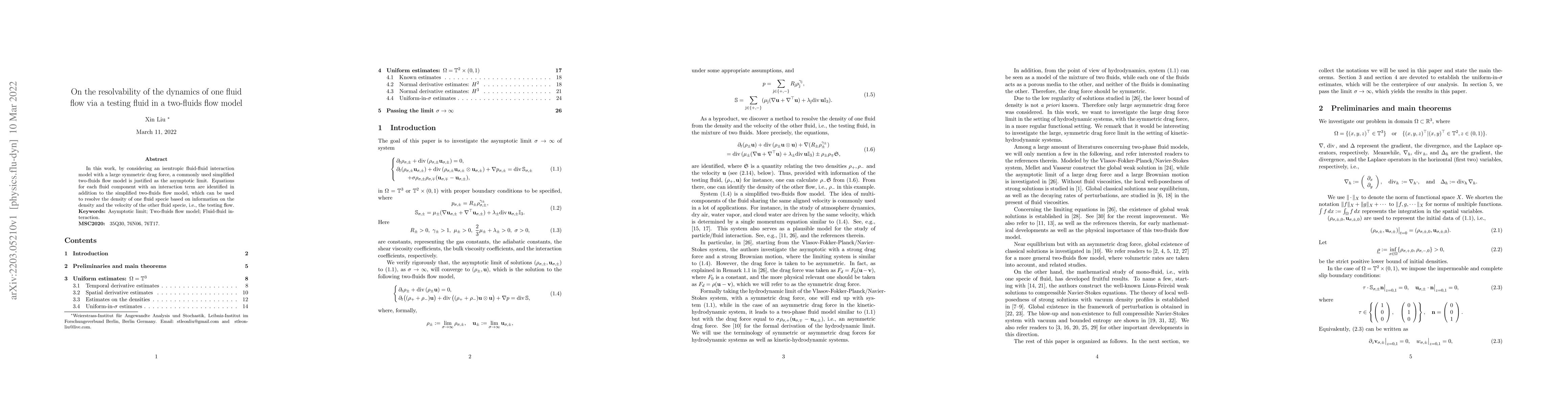 Thumbnail for On the resolvability of the dynamics of one fluid flow via a testing
  fluid in a two-fluids flow model