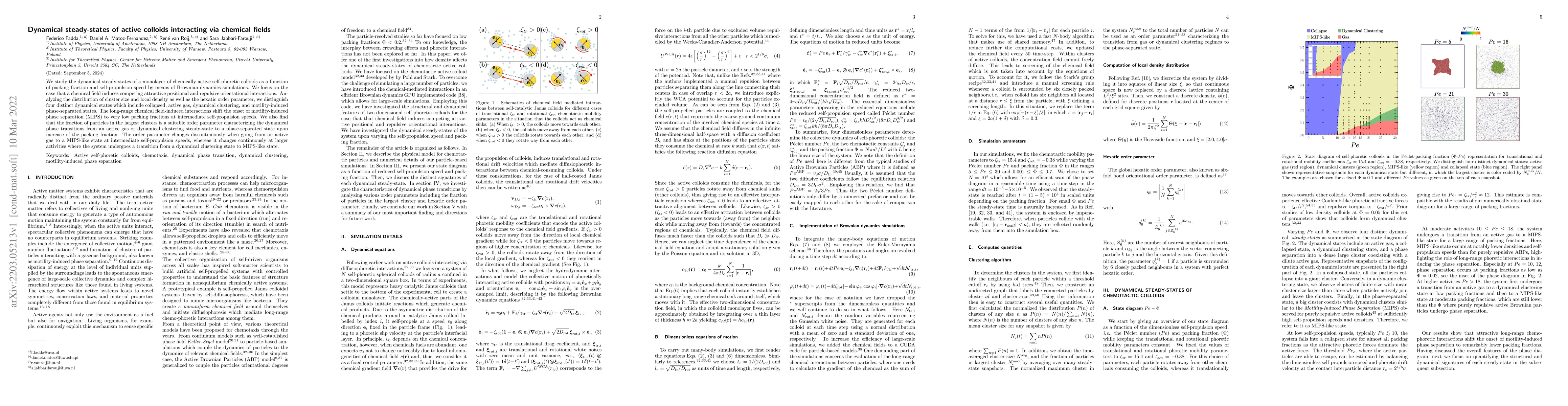 Thumbnail for Dynamical steady-states of active colloids interacting via chemical
  fields