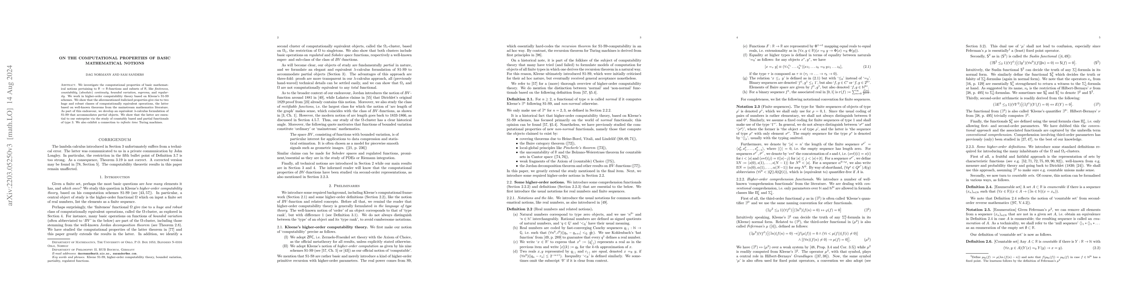 Thumbnail for On the computational properties of basic mathematical notions