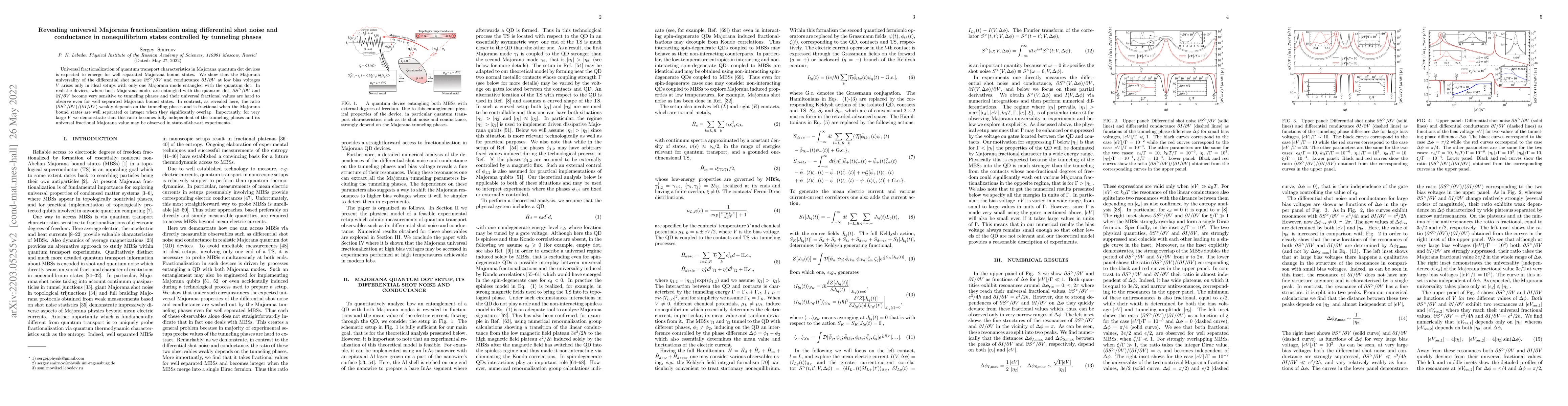 Thumbnail for Revealing universal Majorana fractionalization using differential shot
  noise and conductance in nonequilibrium states controlled by tunneling phases