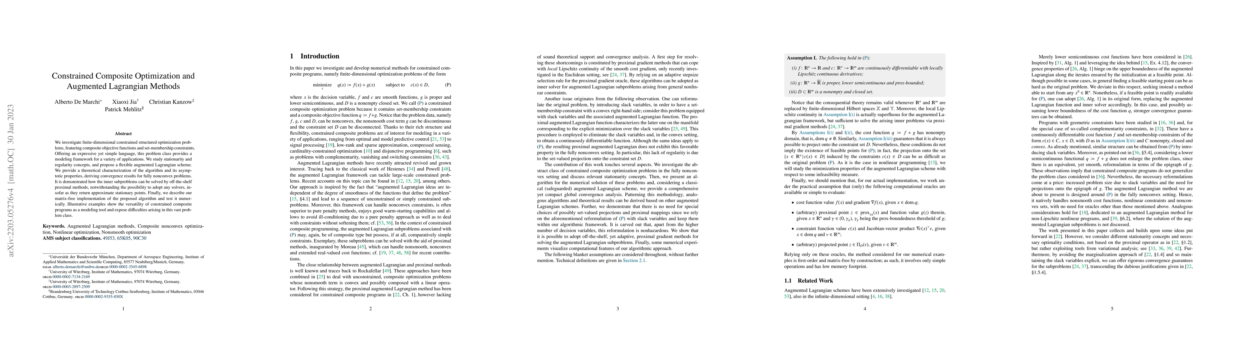 Thumbnail for Constrained composite optimization and augmented Lagrangian methods
