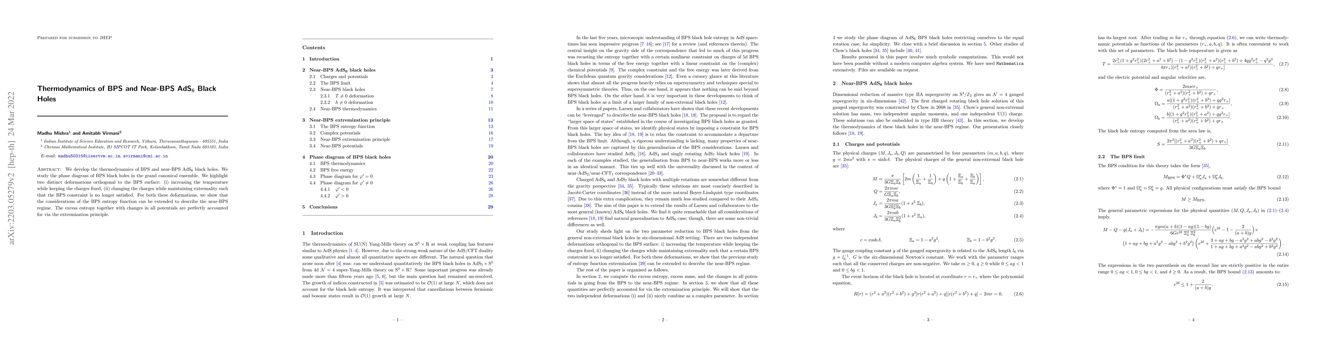 Thumbnail for Thermodynamics of BPS and Near-BPS AdS6 Black Holes