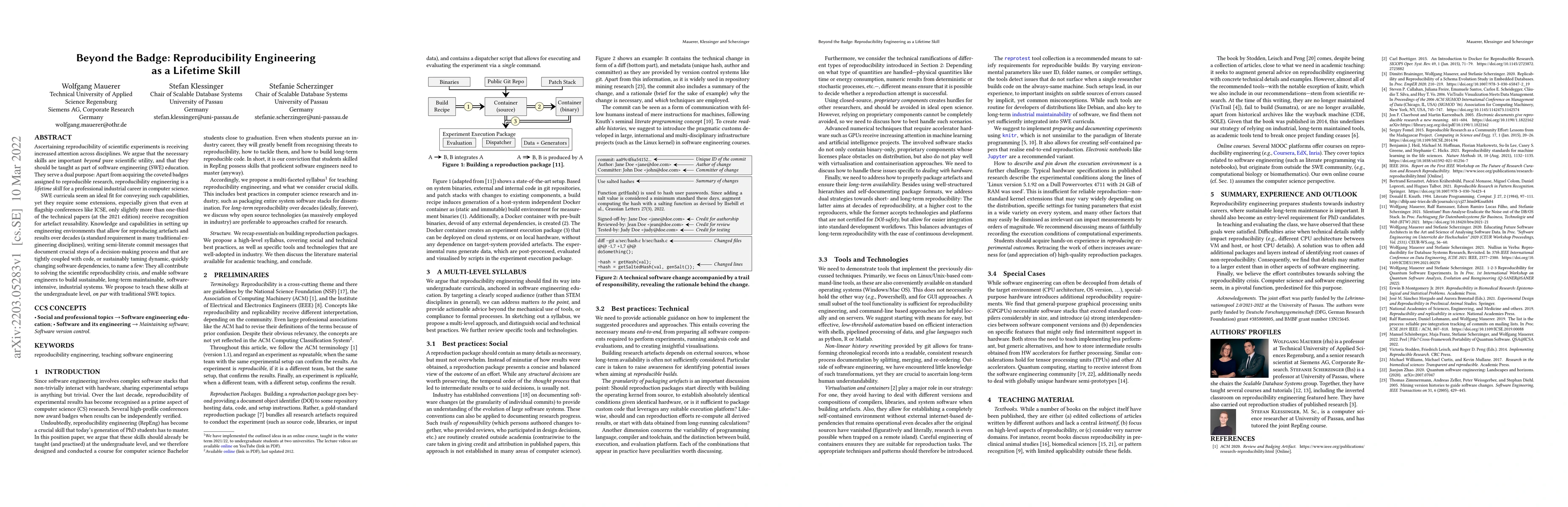 Thumbnail for Beyond the Badge: Reproducibility Engineering as a Lifetime Skill