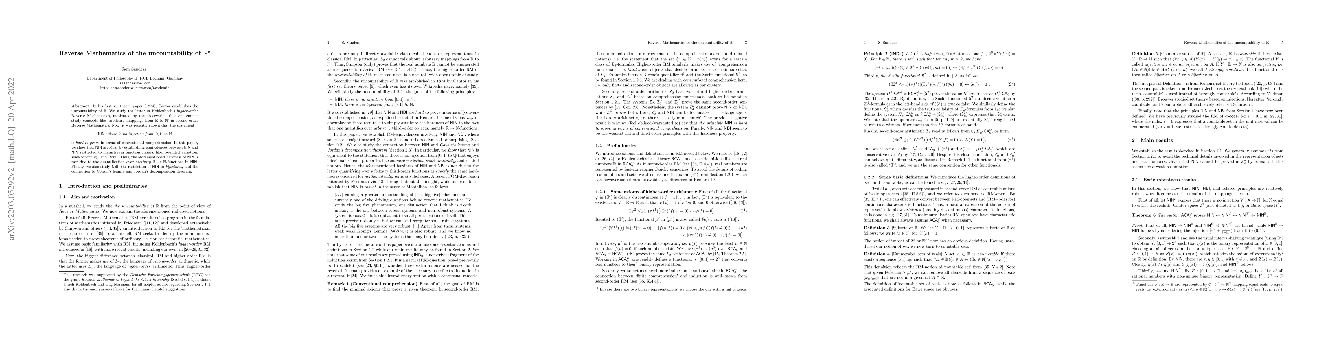Thumbnail for Reverse Mathematics of the uncountability of $\mathbb{R}$