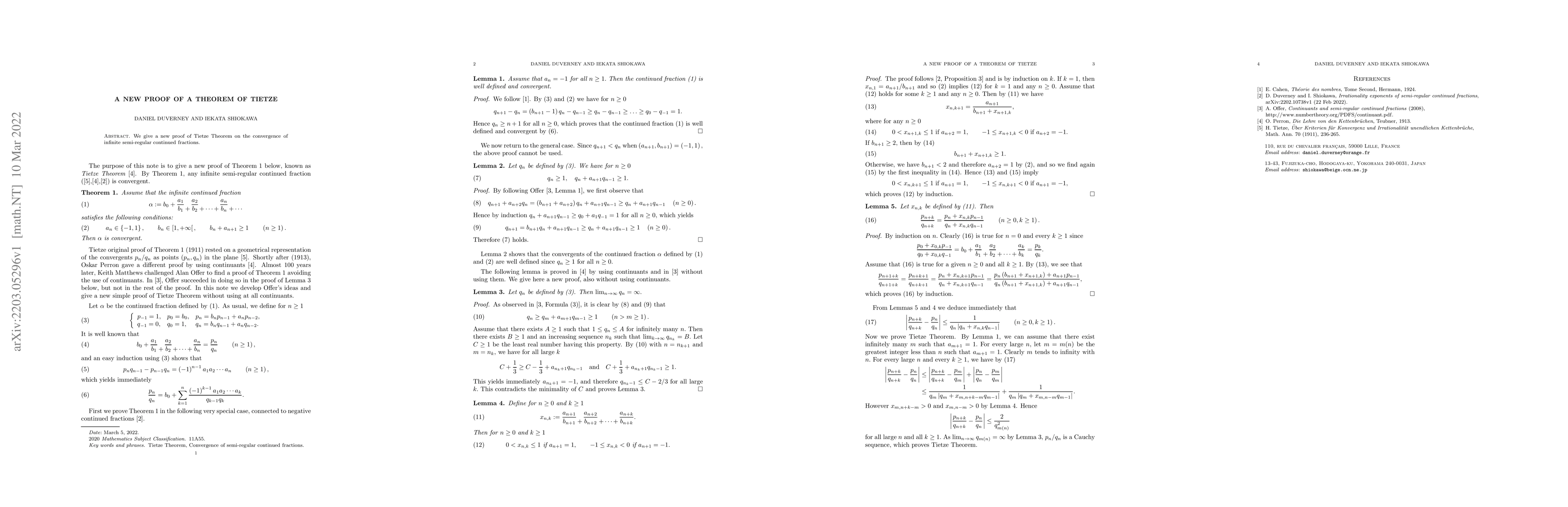Thumbnail for A new proof of a theorem of Tietze