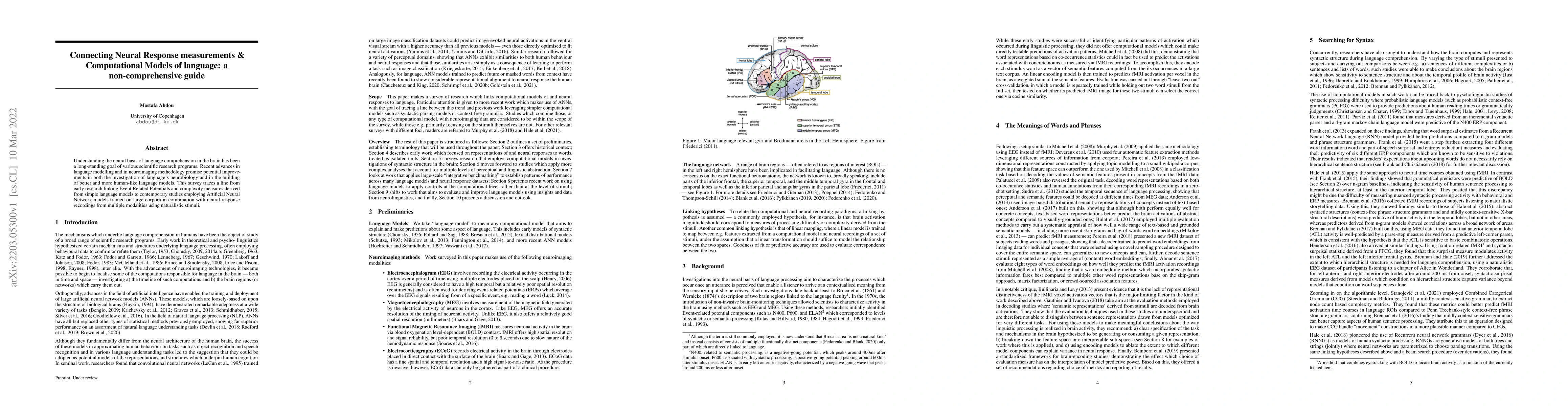 Thumbnail for Connecting Neural Response measurements & Computational Models of
  language: a non-comprehensive guide