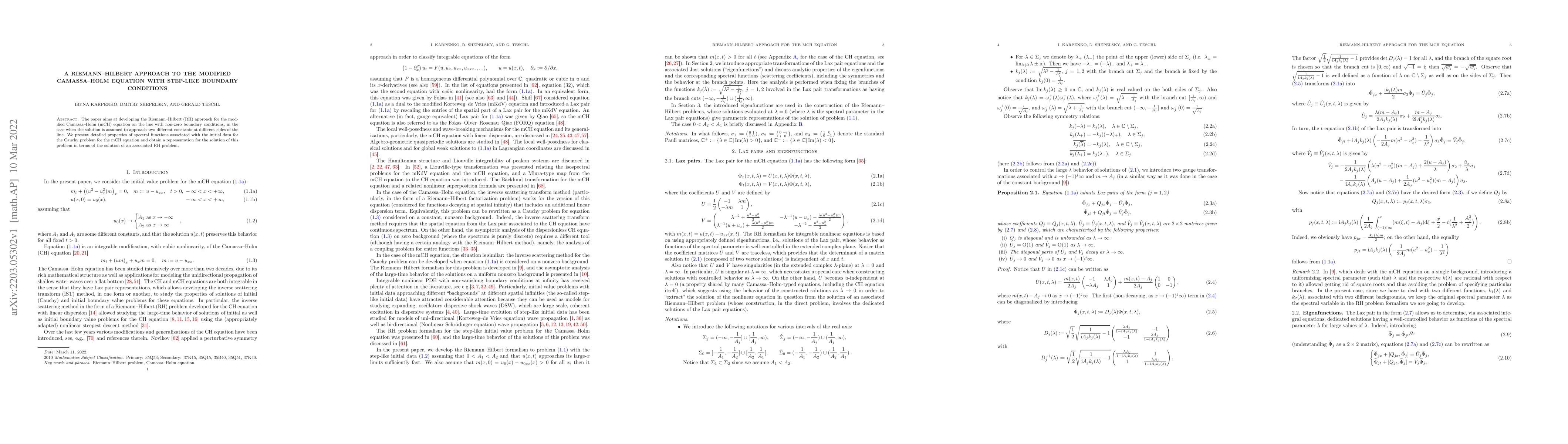 Thumbnail for A Riemann-Hilbert approach to the modified Camassa-Holm equation with
  step-like boundary conditions