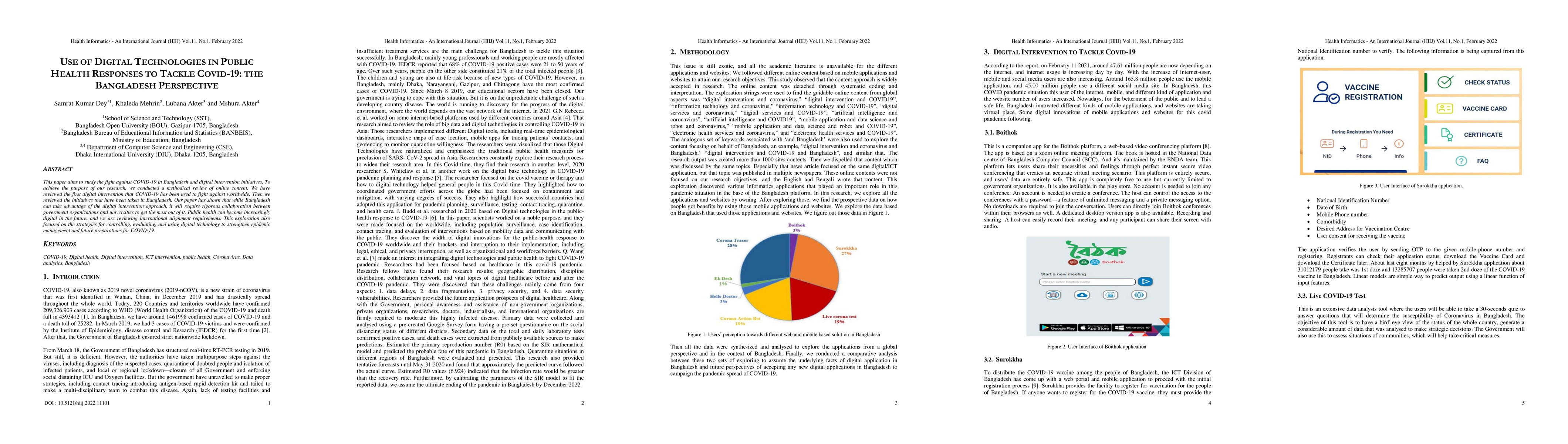 Thumbnail for Use of Digital Technologies in Public Health Responses to Tackle
  Covid-19: the Bangladesh Perspective