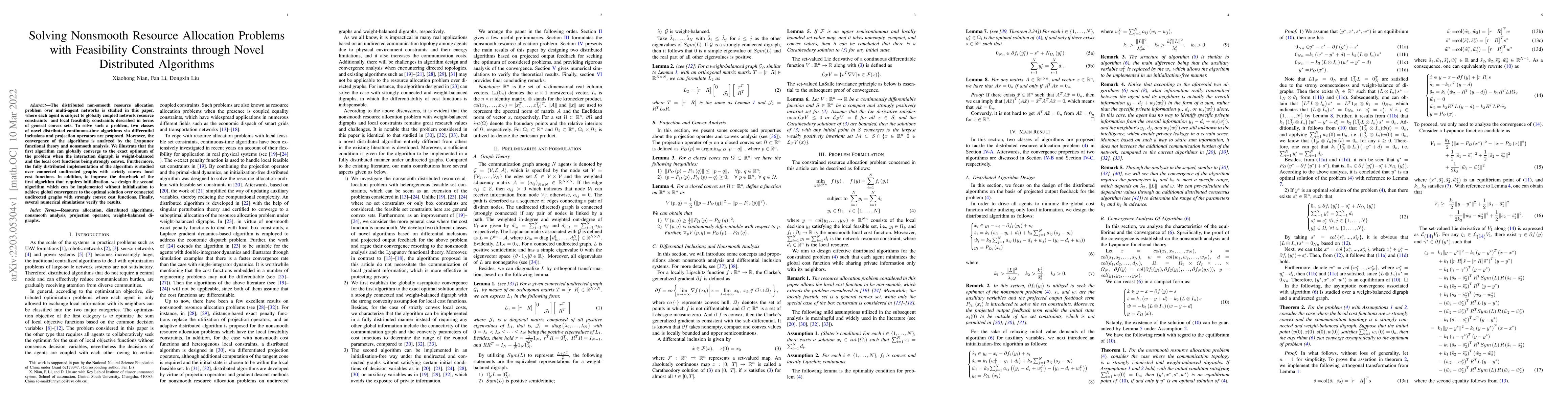 Thumbnail for Solving Nonsmooth Resource Allocation Problems with Feasibility
  Constraints through Novel Distributed Algorithms