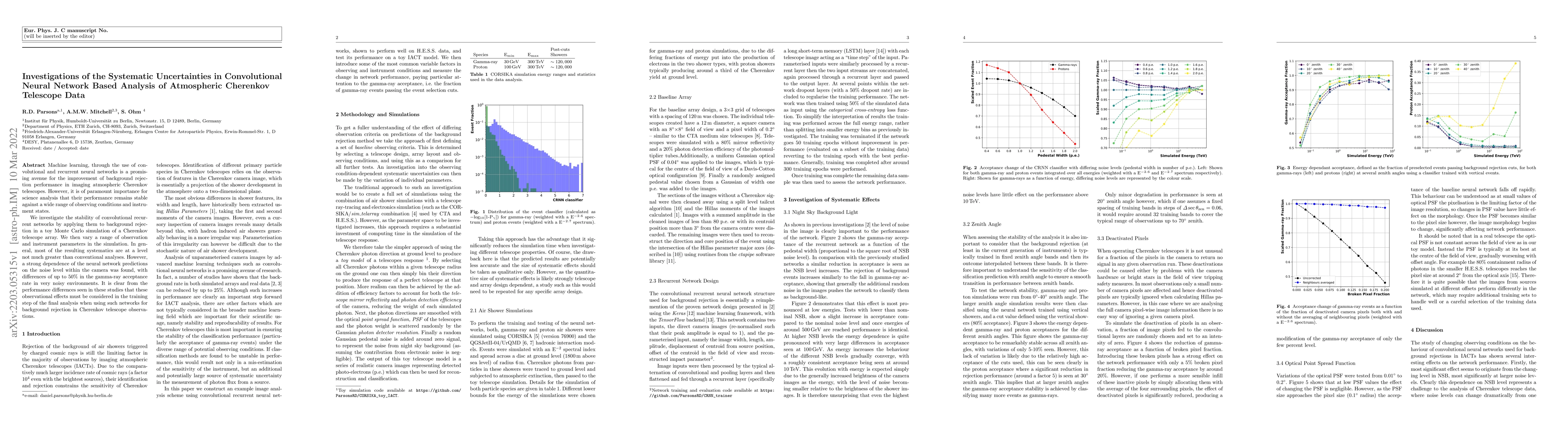 Thumbnail for Investigations of the Systematic Uncertainties in Convolutional Neural
  Network Based Analysis of Atmospheric Cherenkov Telescope Data