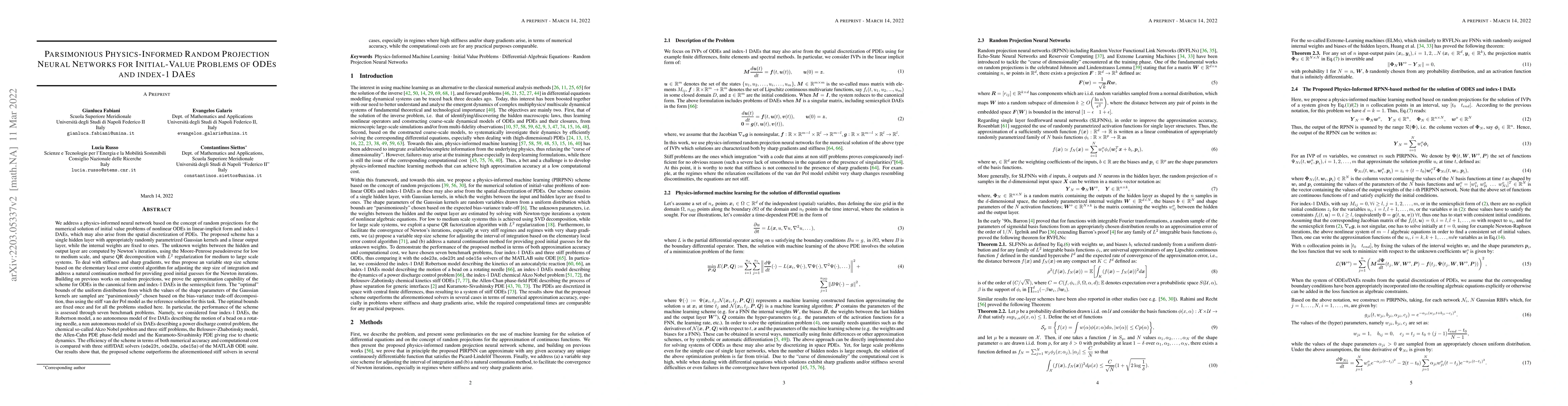 Thumbnail for Parsimonious Physics-Informed Random Projection Neural Networks for
  Initial-Value Problems of ODEs and index-1 DAEs