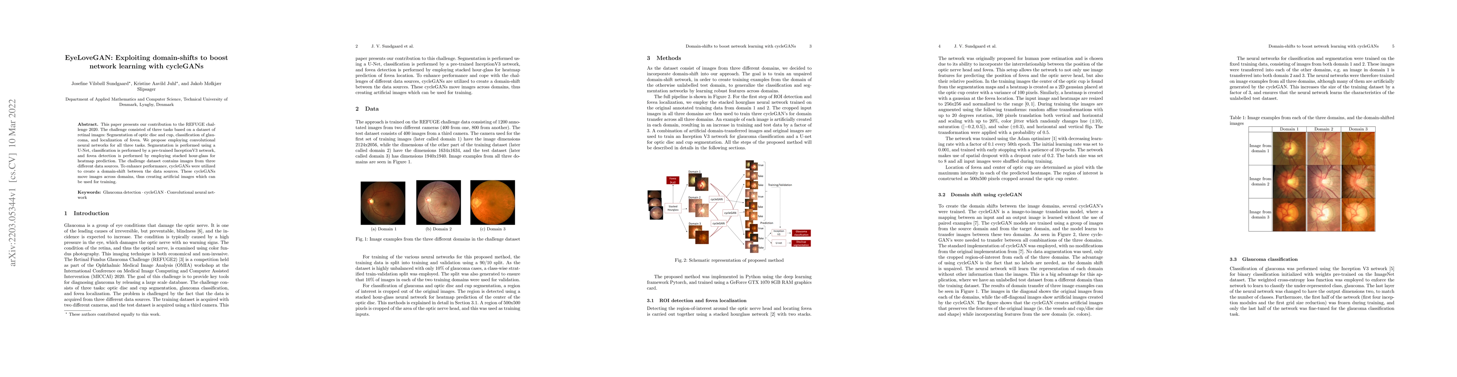 Thumbnail for EyeLoveGAN: Exploiting domain-shifts to boost network learning with
  cycleGANs