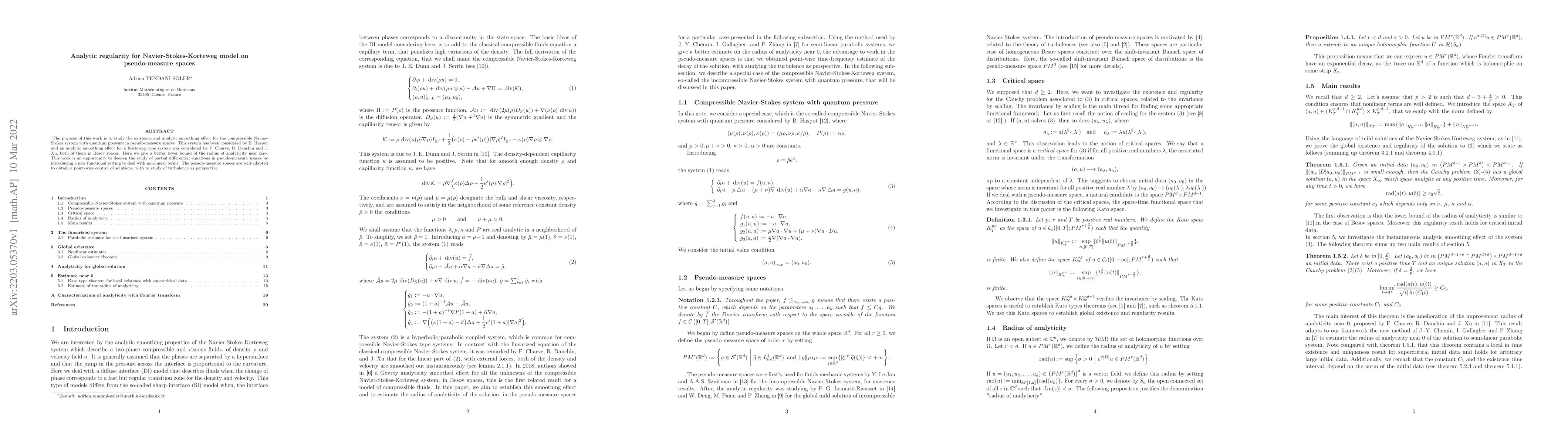 Thumbnail for Analytic regularity for Navier-Stokes-Korteweg model on pseudo-measure
  spaces