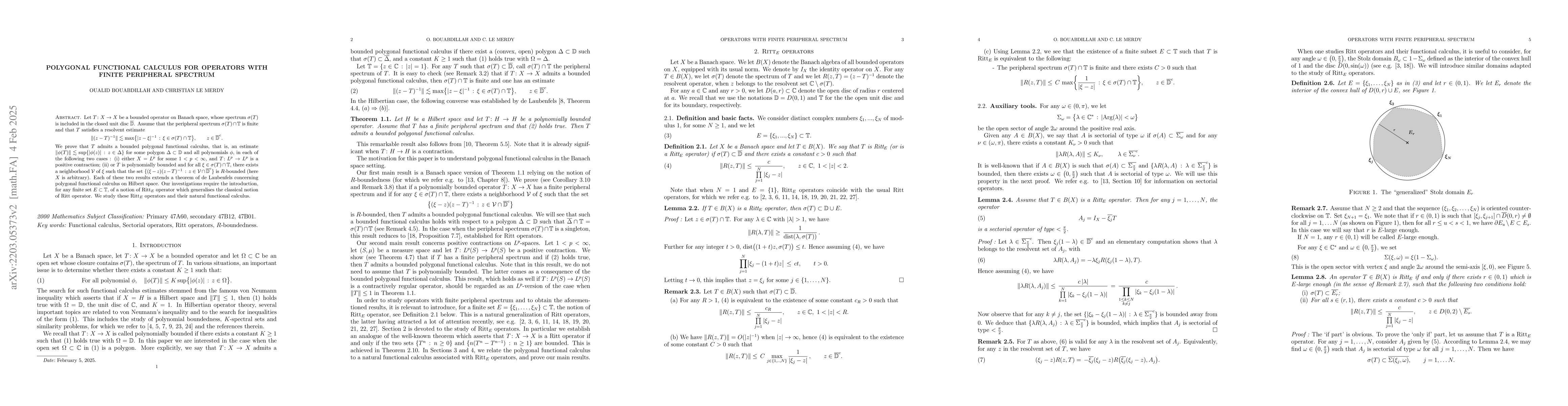 Thumbnail for Polygonal functional calculus for operators with finite peripheral
  spectrum