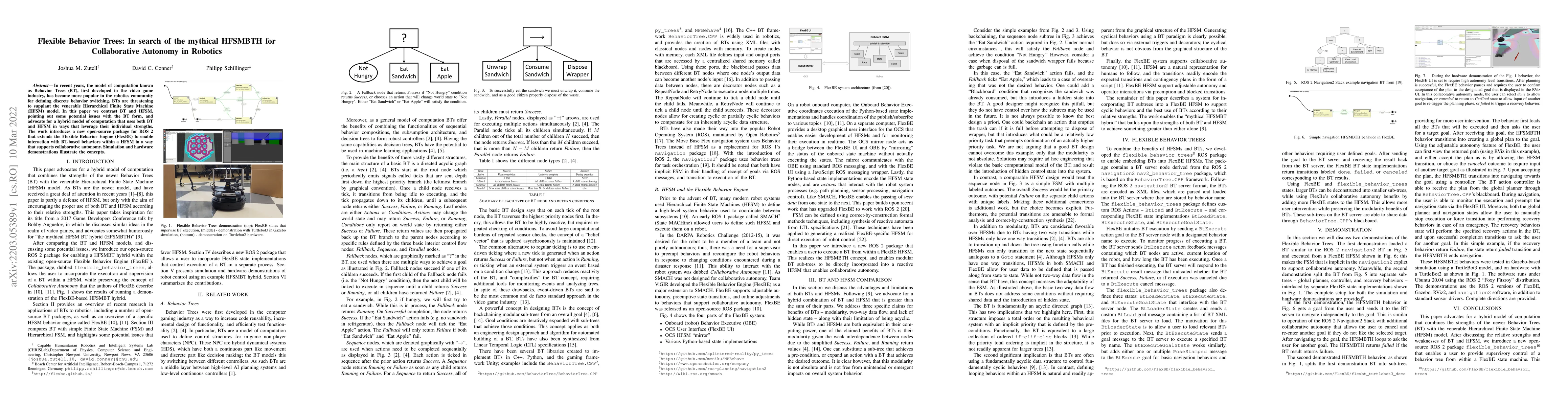 Thumbnail for Flexible Behavior Trees: In search of the mythical HFSMBTH for
  Collaborative Autonomy in Robotics