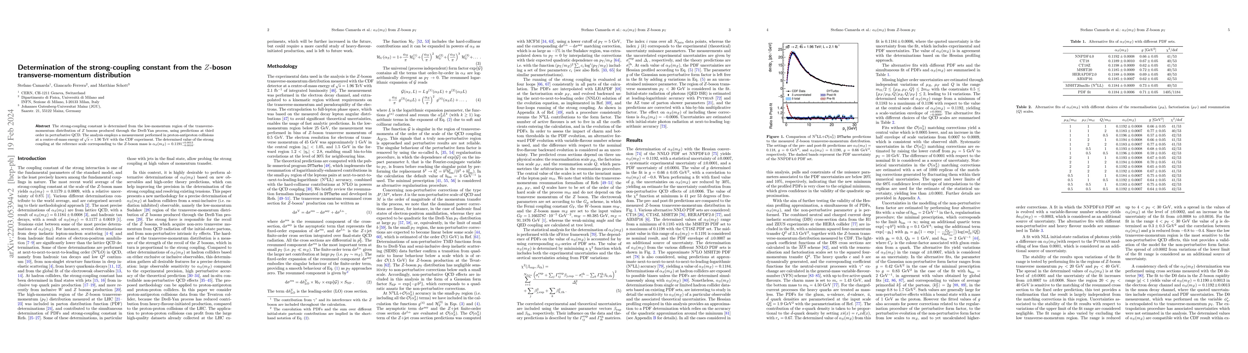 Thumbnail for Determination of the strong-coupling constant from the $Z$-boson
  transverse-momentum distribution