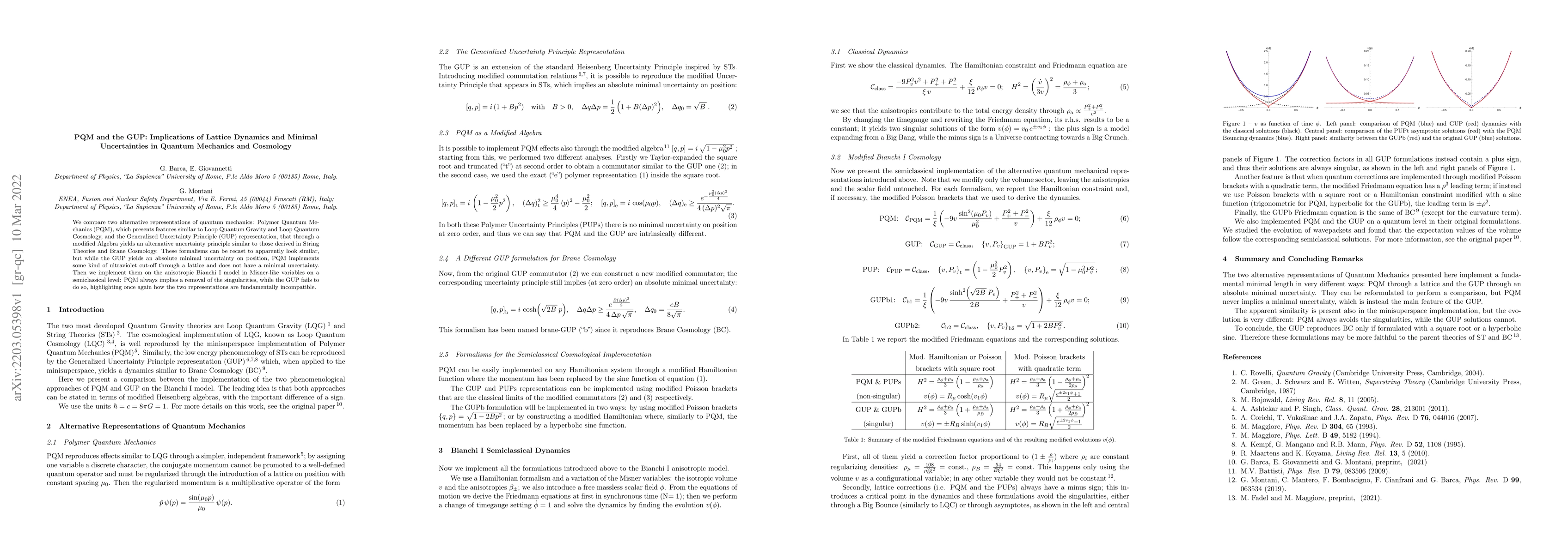 Thumbnail for PQM and the GUP: Implications of Lattice Dynamics and Minimal
  Uncertainties in Quantum Mechanics and Cosmology