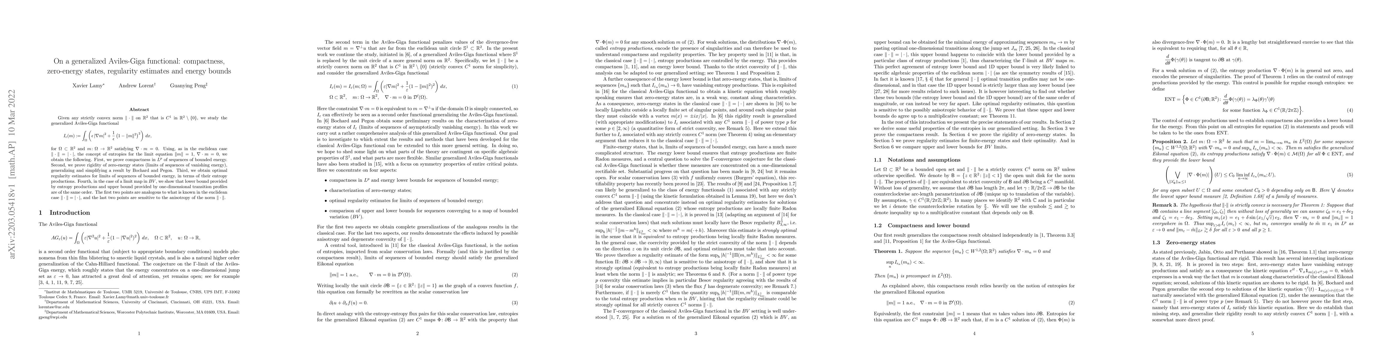 Thumbnail for On a generalized Aviles-Giga functional: compactness, zero-energy
  states, regularity estimates and energy bounds