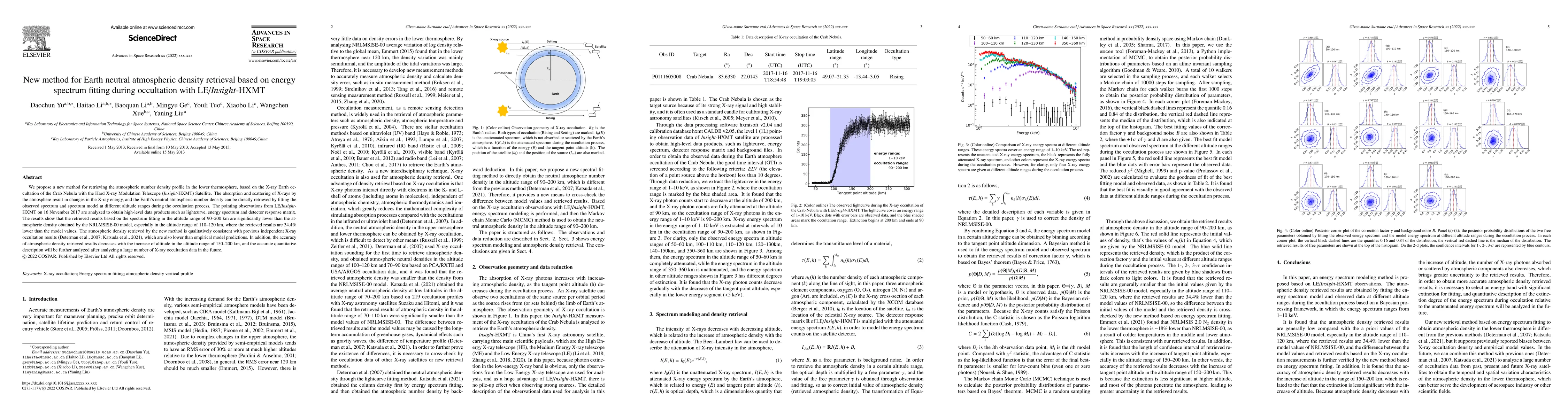 Thumbnail for New method for Earth neutral atmospheric density retrieval based on
  energy spectrum fitting during occultation with LE/\emph{Insight}-HXMT