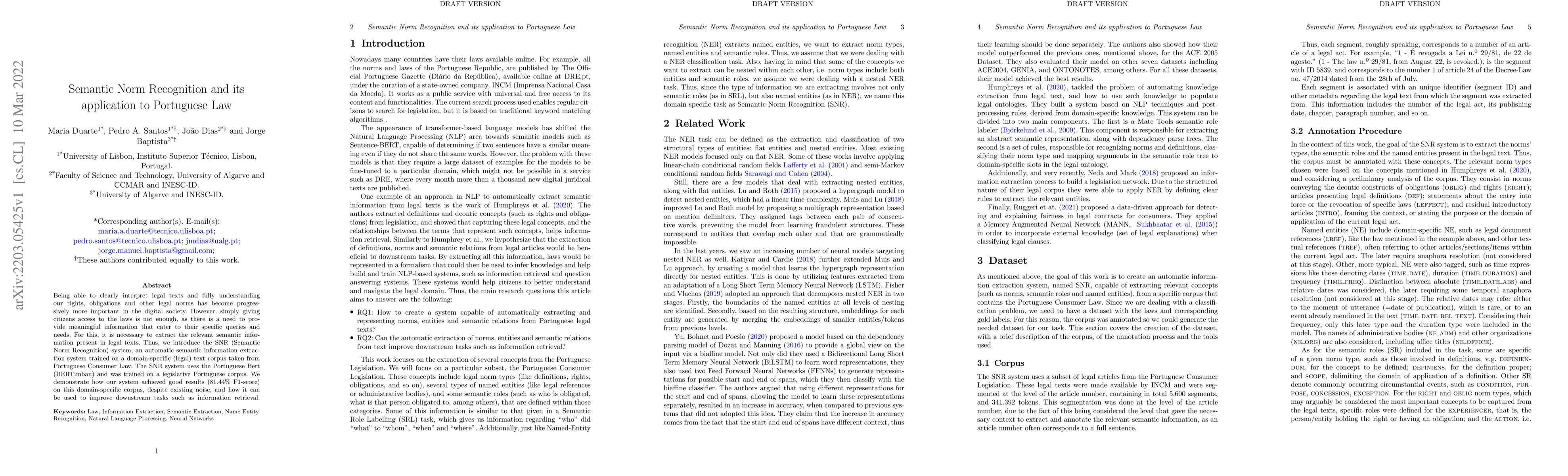 Thumbnail for Semantic Norm Recognition and its application to Portuguese Law