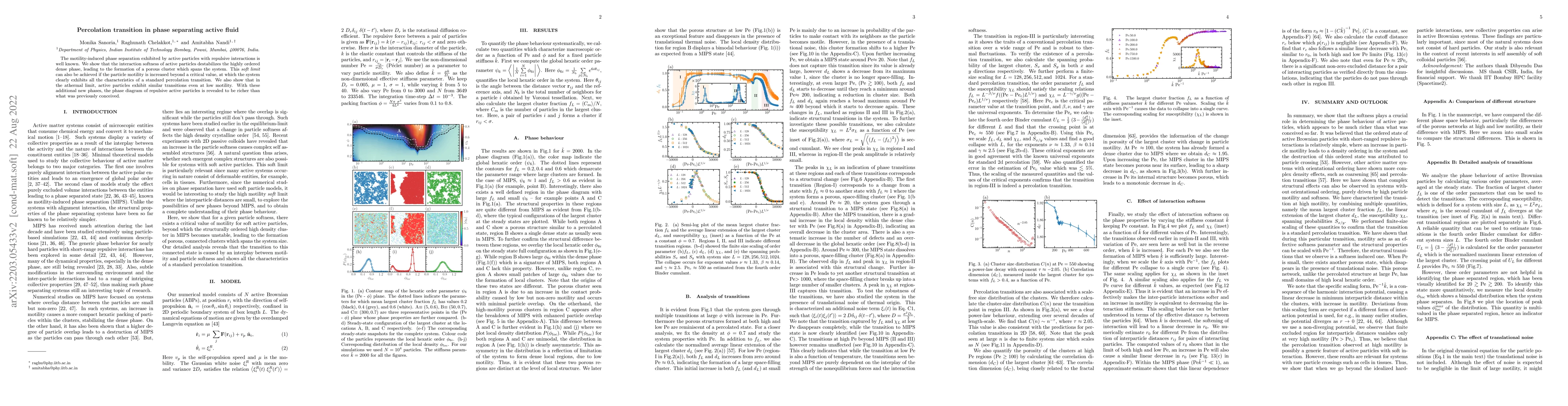 Thumbnail for Percolation transition in phase separating active fluid