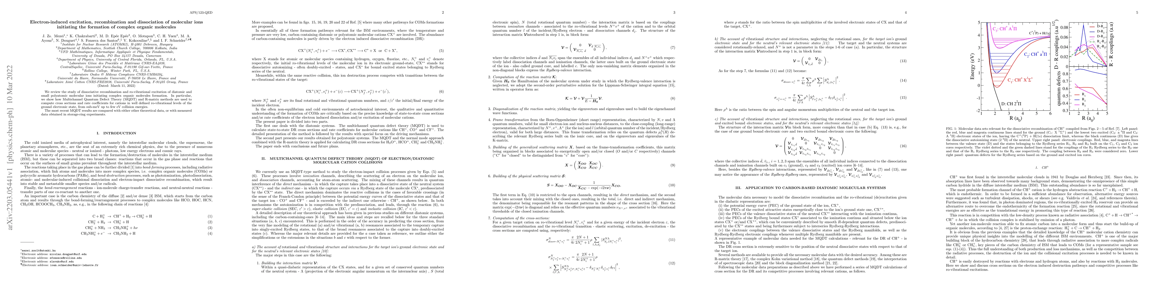 Thumbnail for Electron-induced excitation, recombination and dissociation of molecular
  ions initiating the formation of complex organic molecules