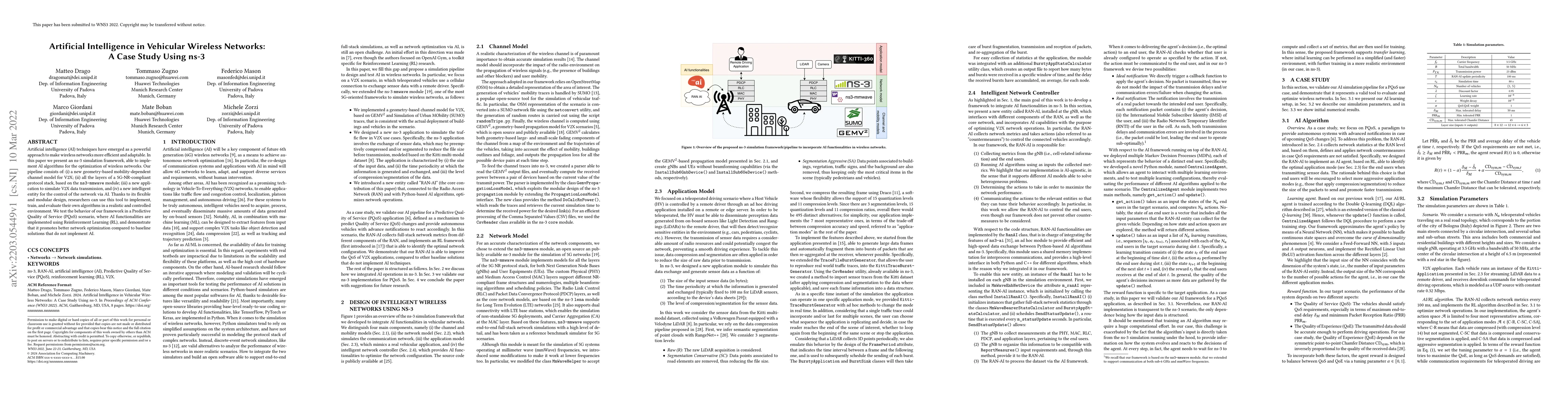 Thumbnail for Artificial Intelligence in Vehicular Wireless Networks: A Case Study
  Using ns-3