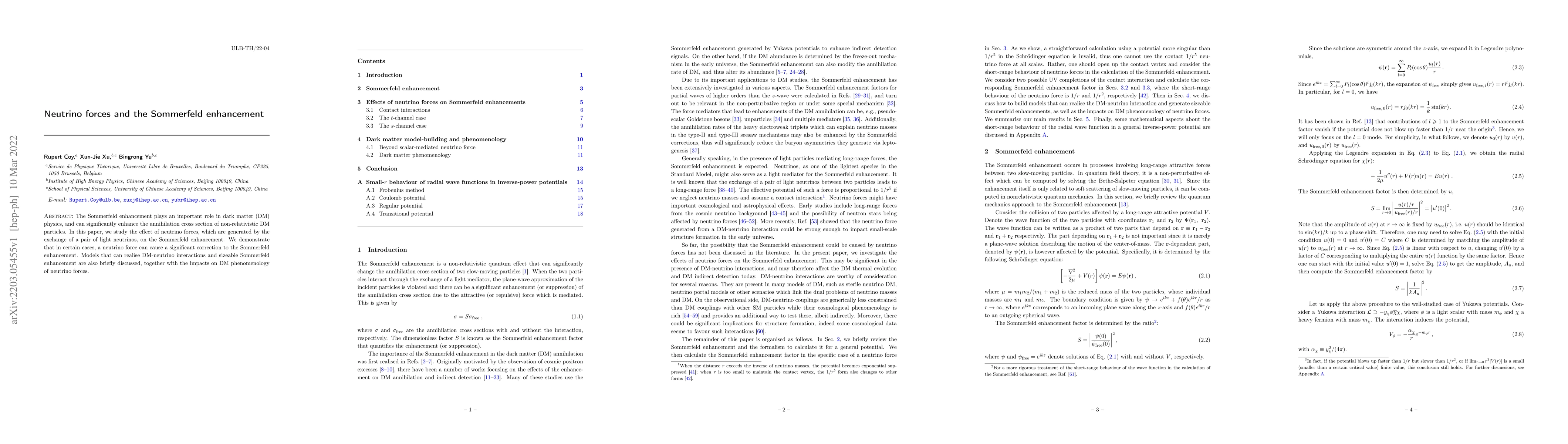 Thumbnail for Neutrino forces and the Sommerfeld enhancement