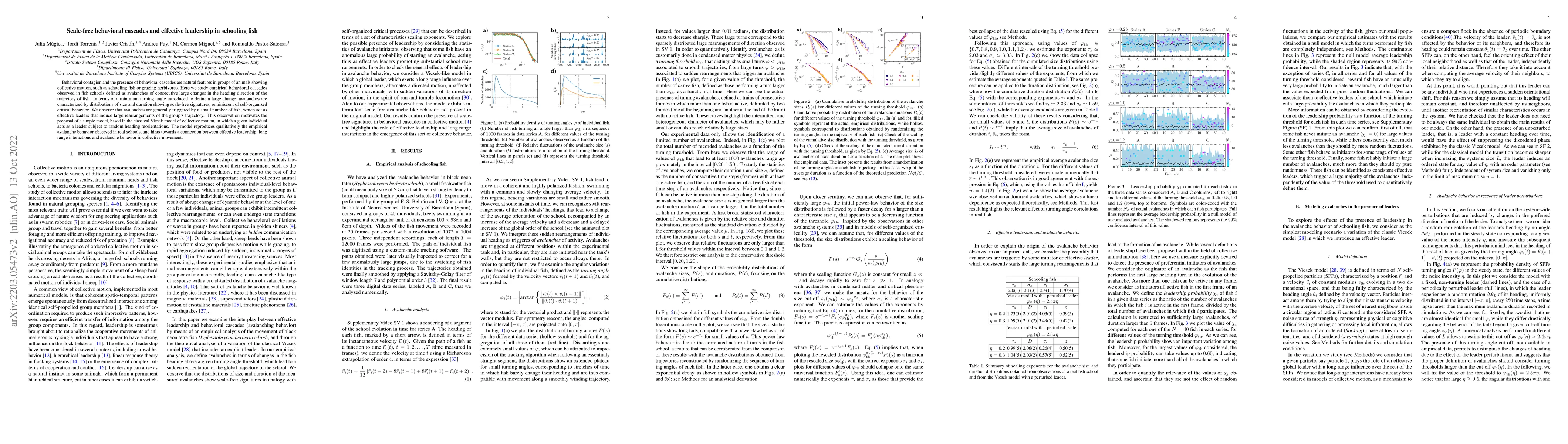 Thumbnail for Scale-free behavioral cascades and effective leadership in schooling
  fish