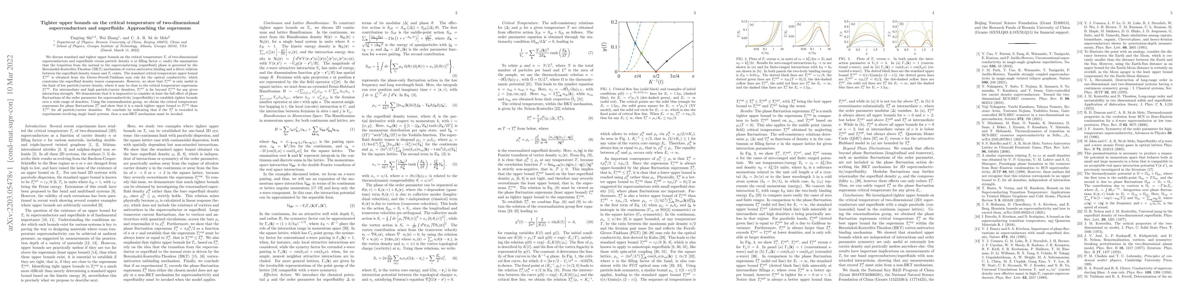 Thumbnail for Tighter upper bounds on the critical temperature of two-dimensional
  superconductors and superfluids: Approaching the supremum