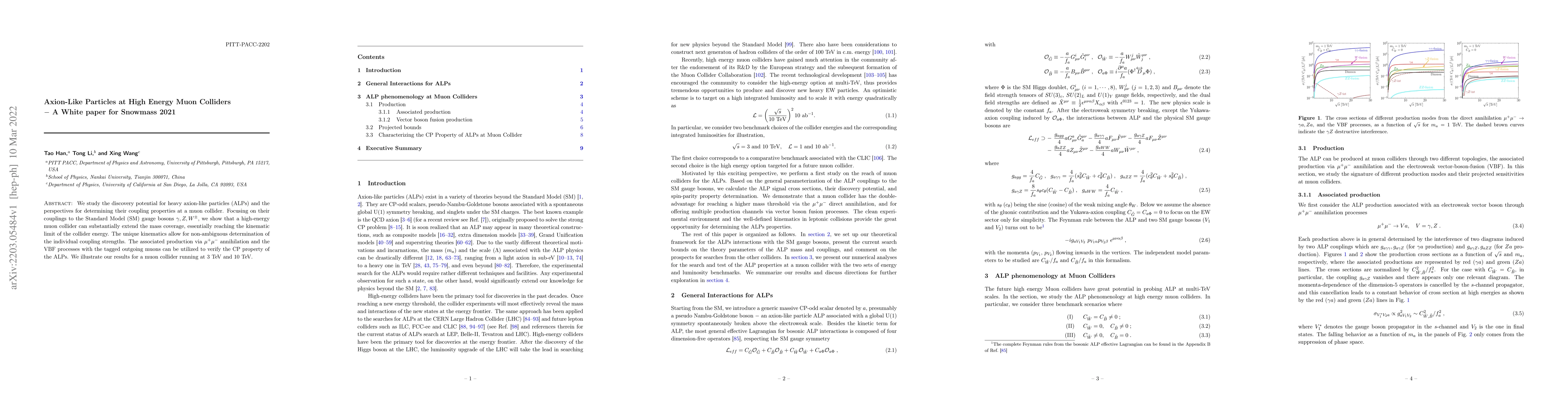 Thumbnail for Axion-Like Particles at High Energy Muon Colliders -- A White paper for
  Snowmass 2021