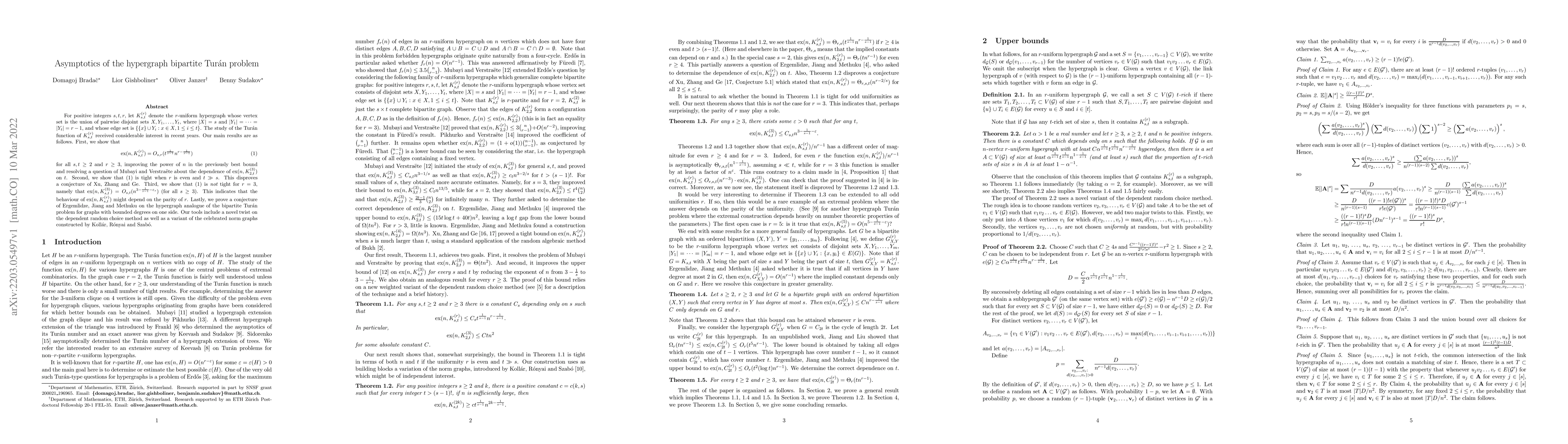 Thumbnail for Asymptotics of the hypergraph bipartite Tur\'an problem