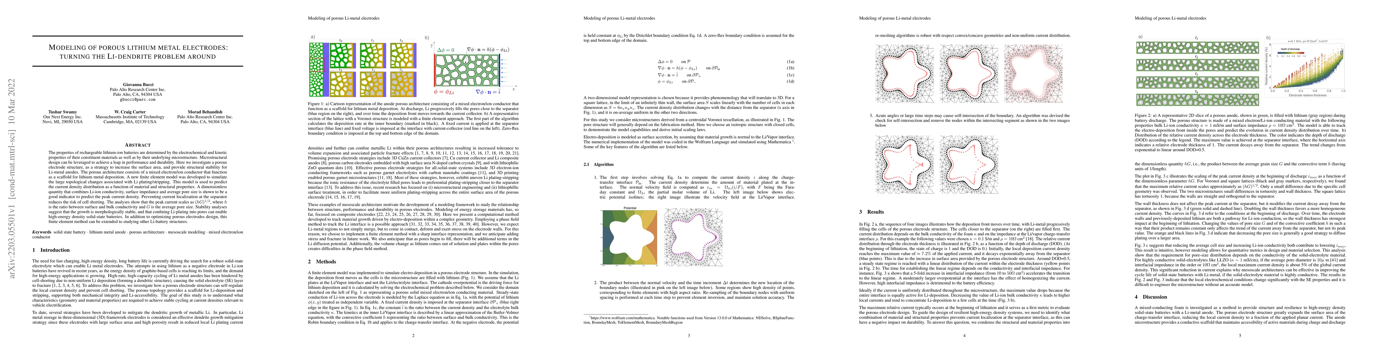 Thumbnail for Modeling of porous lithium metal electrodes: turning the Li-dendrite
  problem around