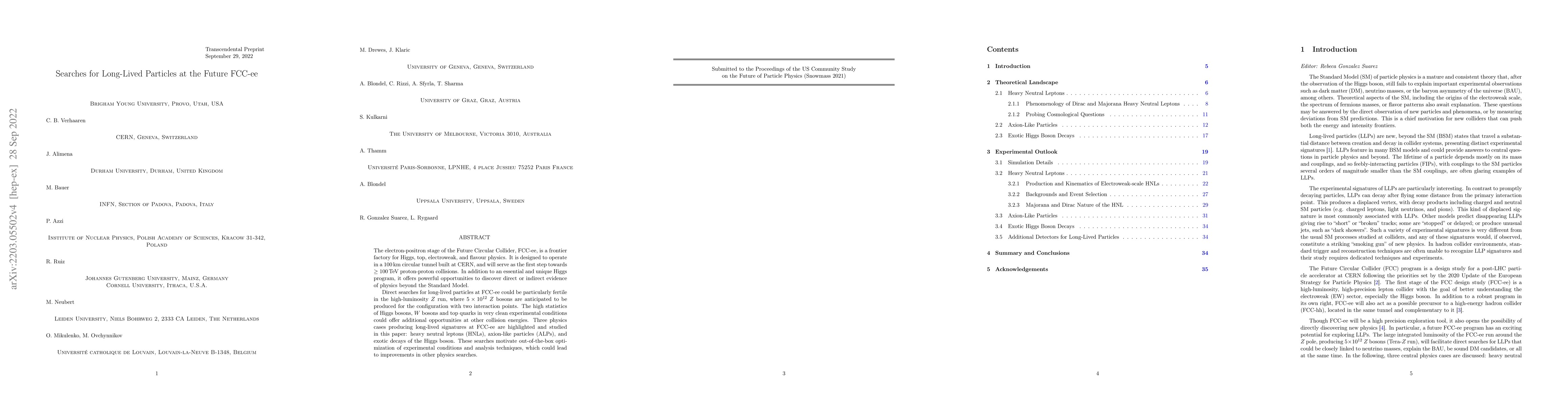 Thumbnail for Searches for Long-Lived Particles at the Future FCC-ee