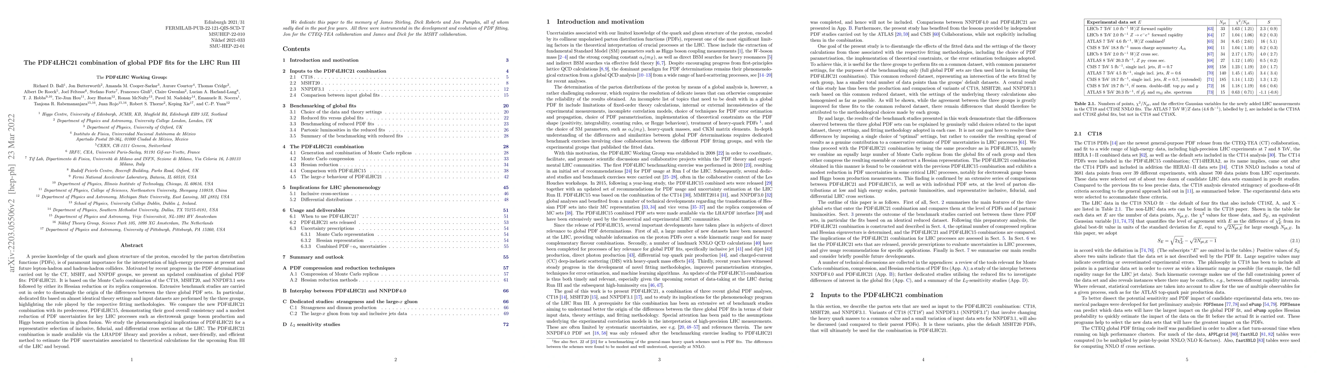 Thumbnail for The PDF4LHC21 combination of global PDF fits for the LHC Run III