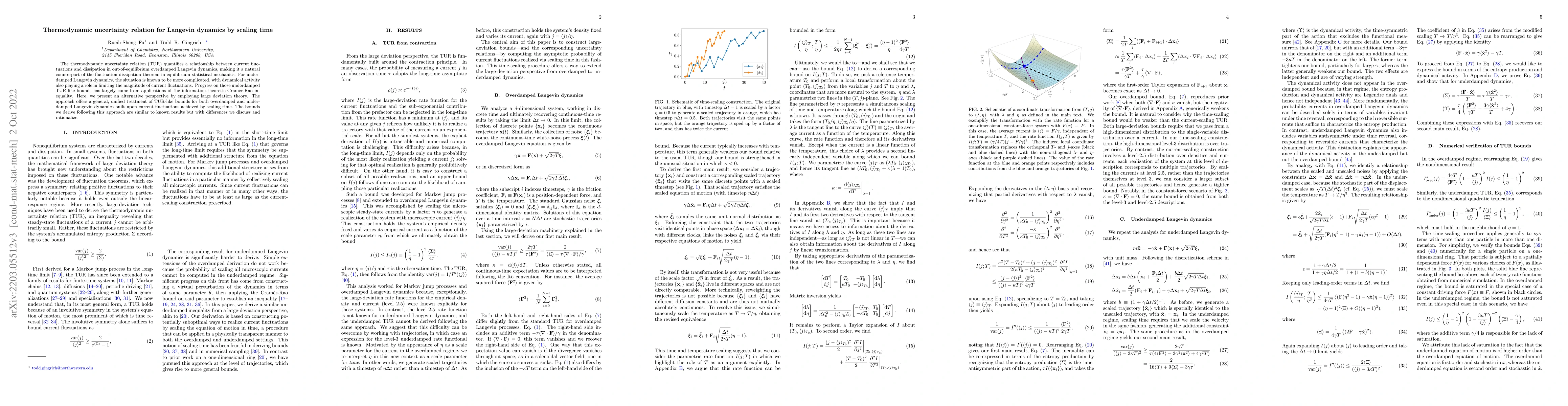Thumbnail for Thermodynamic uncertainty relation for Langevin dynamics by scaling time