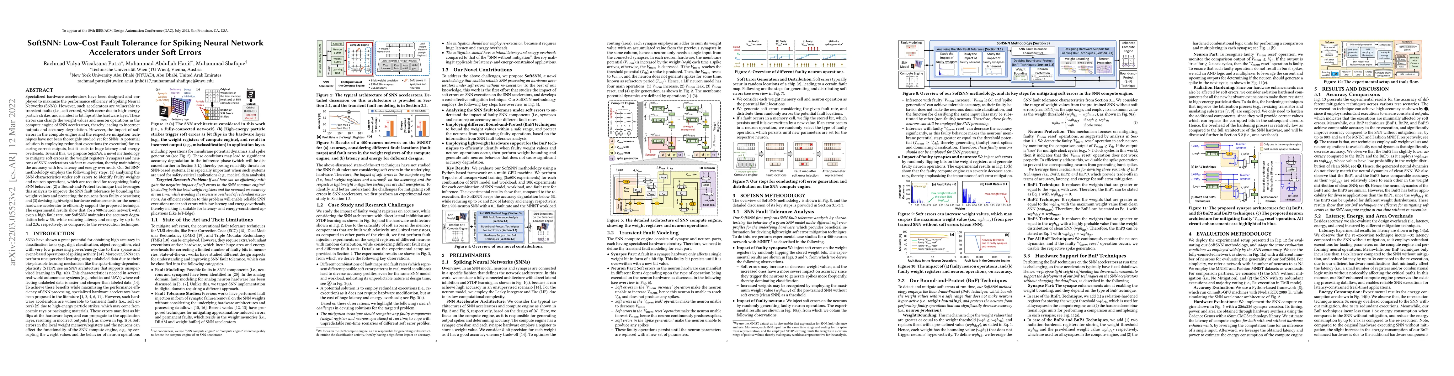 Thumbnail for SoftSNN: Low-Cost Fault Tolerance for Spiking Neural Network
  Accelerators under Soft Errors