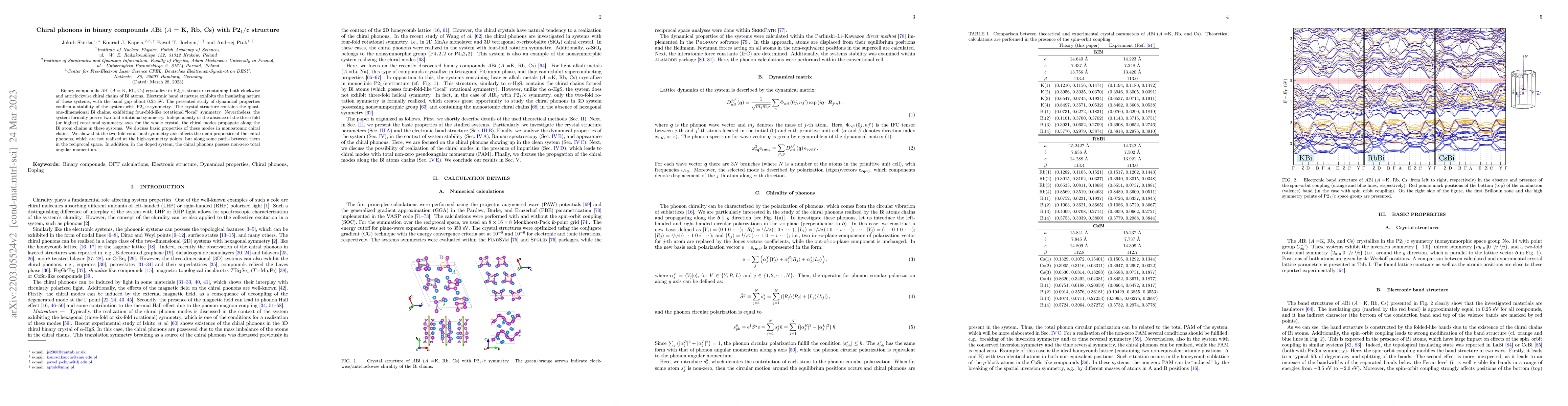 Thumbnail for Chiral phonons in binary compounds $A$Bi ($A$ = K, Rb, Cs) with P2$_1$/c
  structure