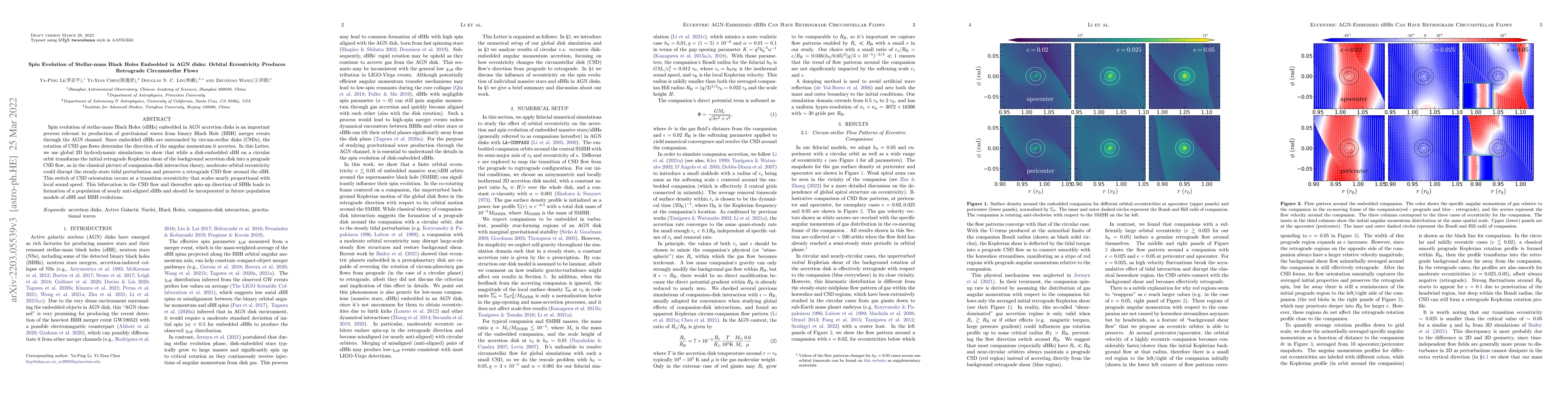 Thumbnail for Spin Evolution of Stellar-mass Black Holes Embedded in AGN disks:
  Orbital Eccentricity Produces Retrograde Circumstellar Flows