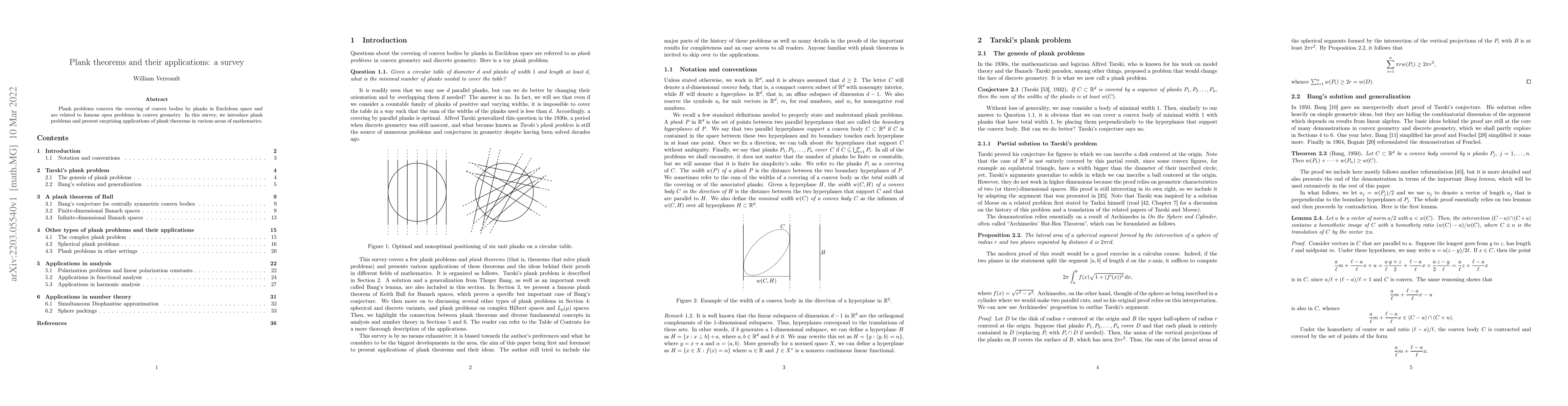 Thumbnail for Plank theorems and their applications: a survey