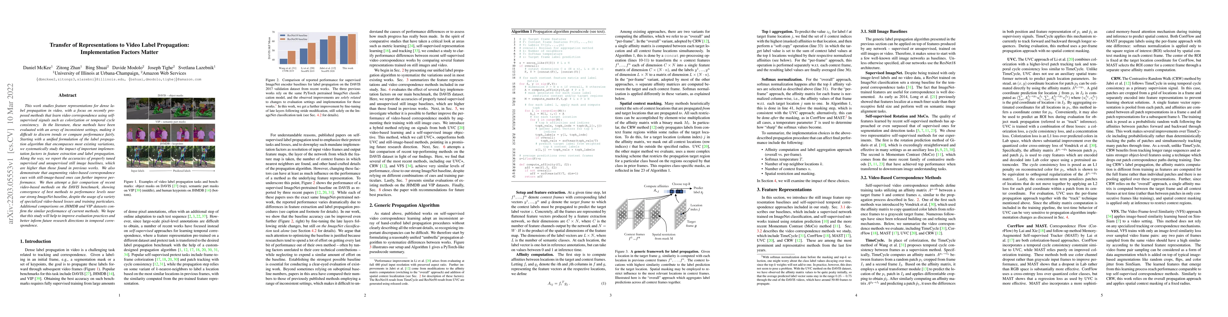 Thumbnail for Transfer of Representations to Video Label Propagation: Implementation
  Factors Matter