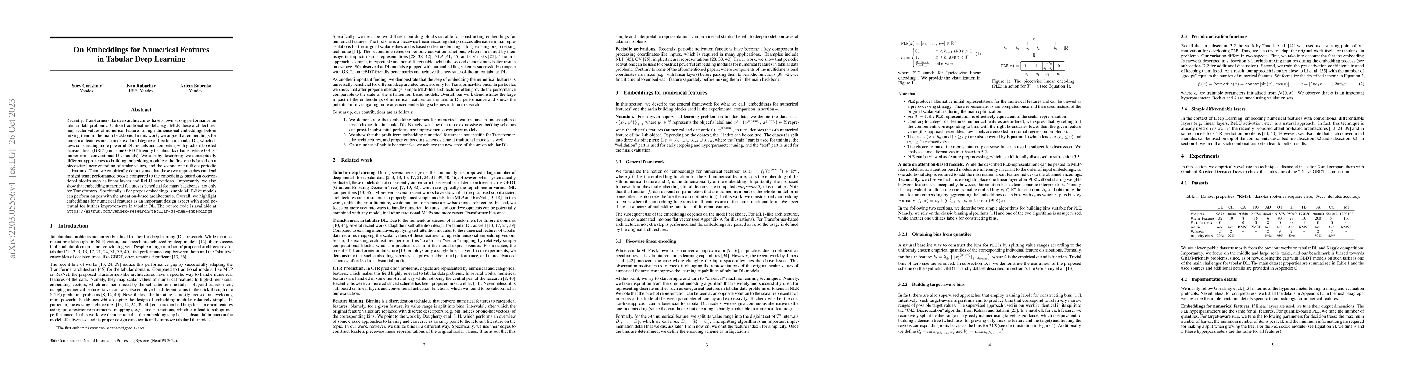 Thumbnail for On Embeddings for Numerical Features in Tabular Deep Learning