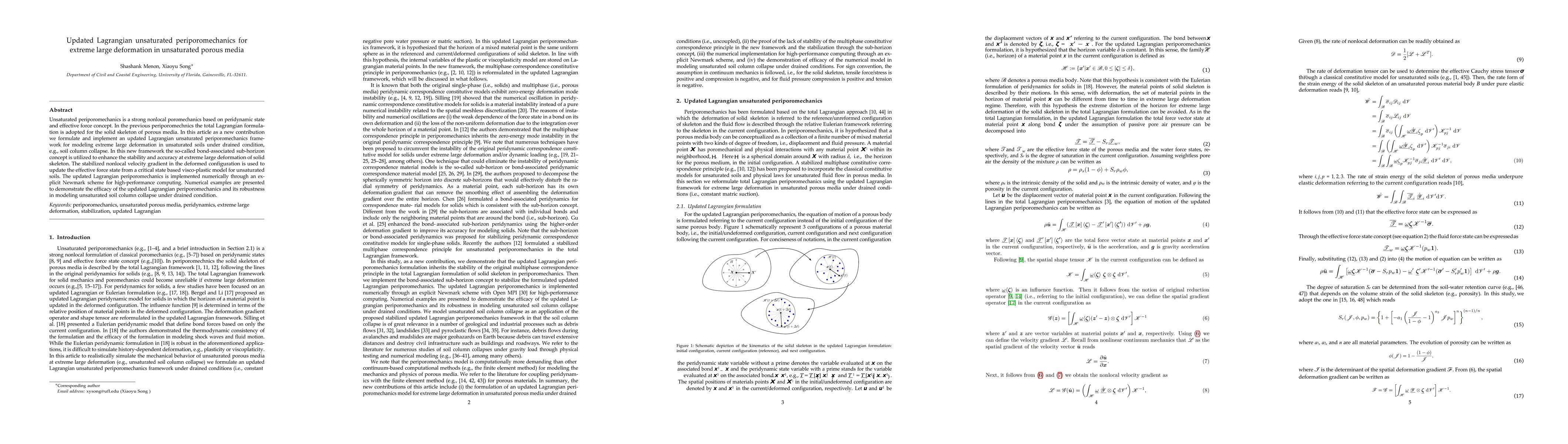 Thumbnail for Updated Lagrangian unsaturated periporomechanics for extreme large
  deformation in unsaturated porous media