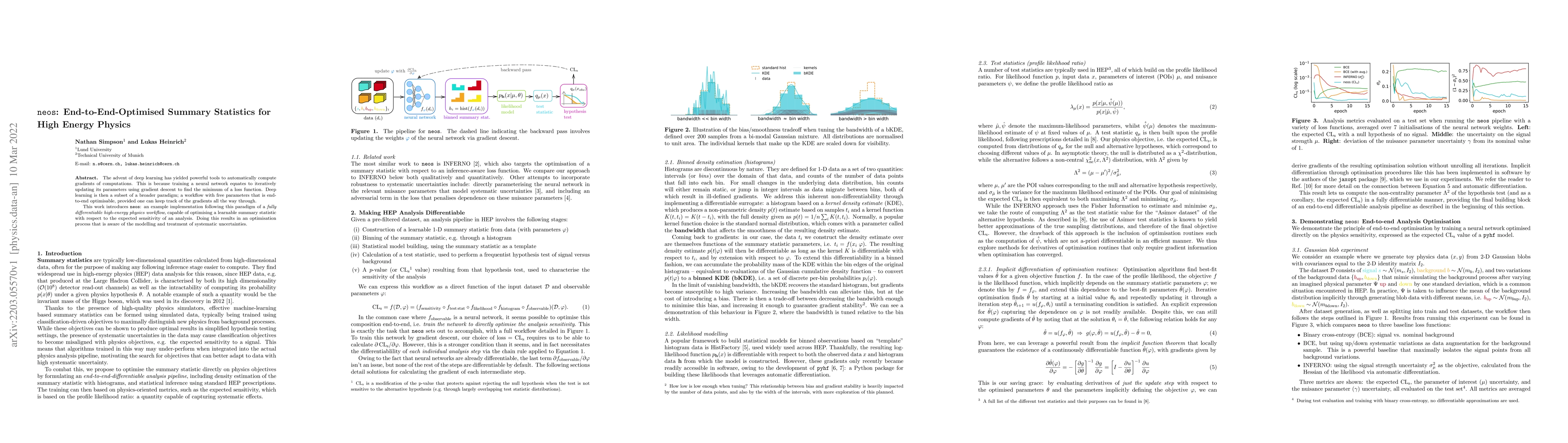 Thumbnail for neos: End-to-End-Optimised Summary Statistics for High Energy Physics