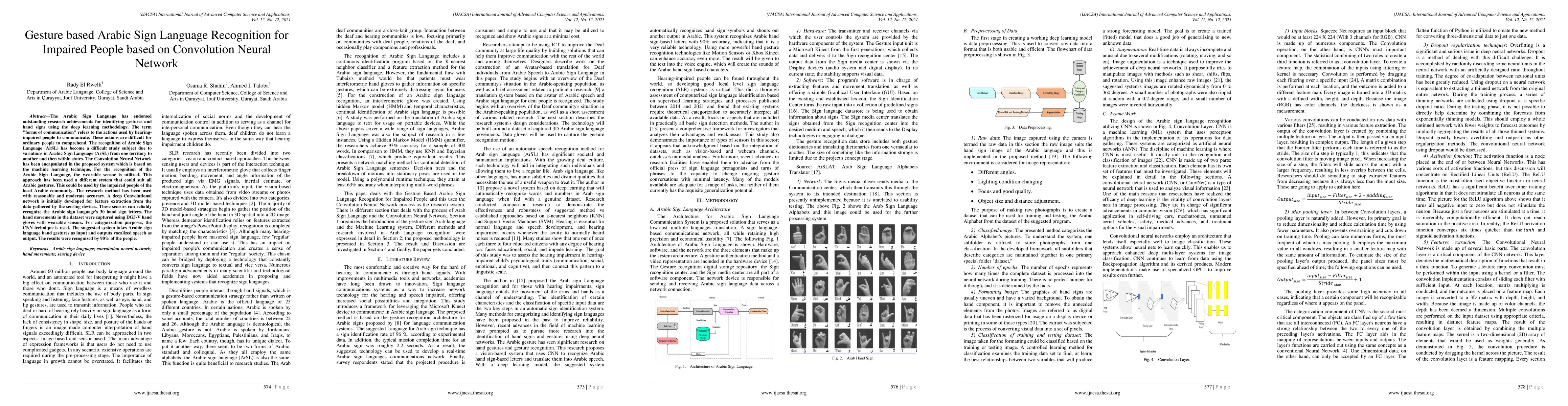 Thumbnail for Gesture based Arabic Sign Language Recognition for Impaired People based
  on Convolution Neural Network