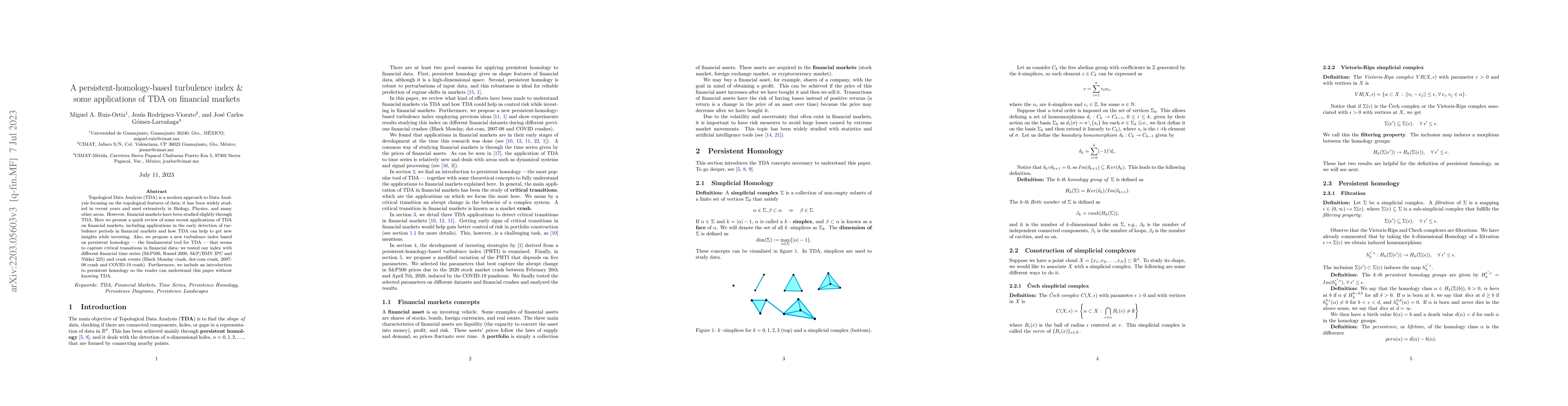 Thumbnail for A persistent-homology-based turbulence index & some applications of TDA
  on financial markets