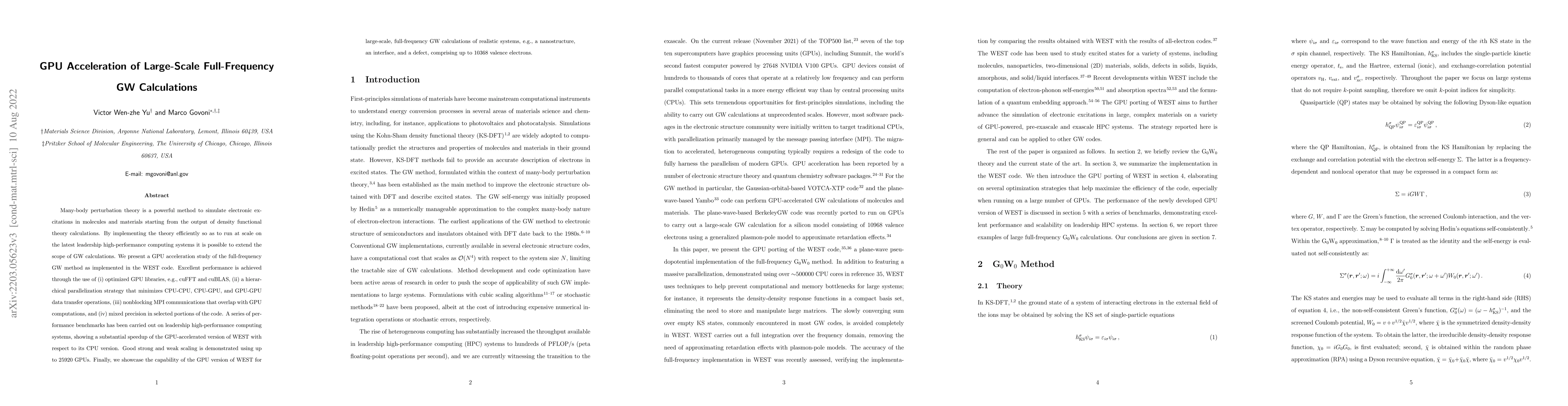 Thumbnail for GPU Acceleration of Large-Scale Full-Frequency GW Calculations