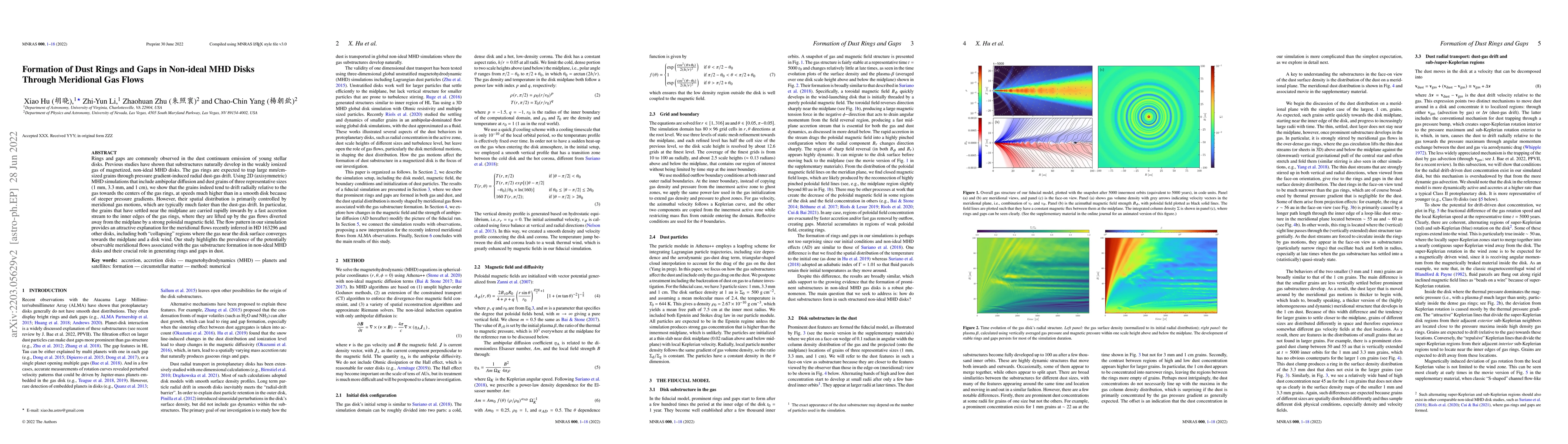 Thumbnail for Formation of Dust Rings and Gaps in Non-ideal MHD Disks Through
  Meridional Gas Flows