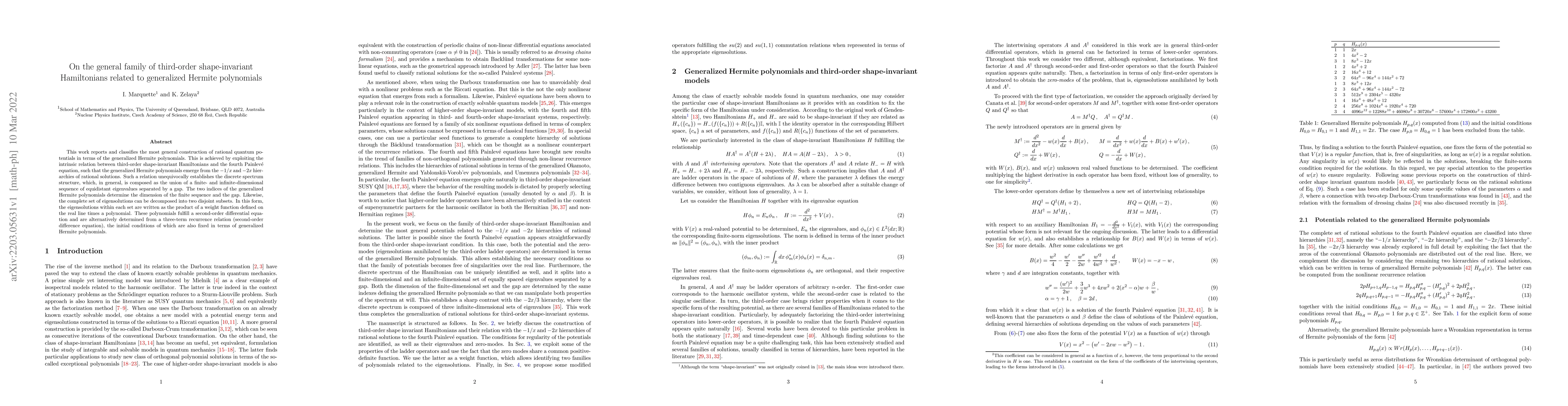 Thumbnail for On the general family of third-order shape-invariant Hamiltonians
  related to generalized Hermite polynomials